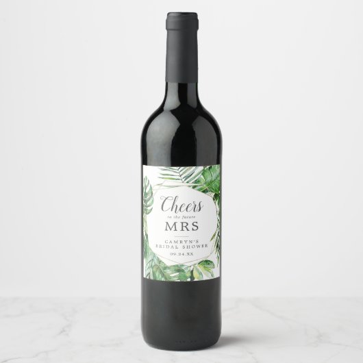 Wild Tropical Palm Future Frau Wine Labels Weinetikett (Vorderseite)