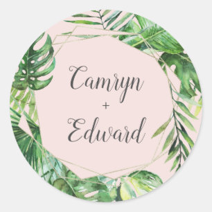 Wild Tropical Palm   Geometrischer Umschlag Aufkle Runder Aufkleber