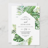 Wild Tropical Palm Hexagon Lässig Wedding Einladung (Vorderseite)