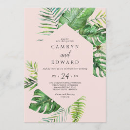 Wild Tropical Palm | Lässige Hochzeit mit Blush He Einladung