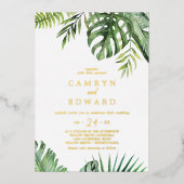 Wild Tropical Palm | Lässige Hochzeitsfolie Folieneinladung (Vorderseite)