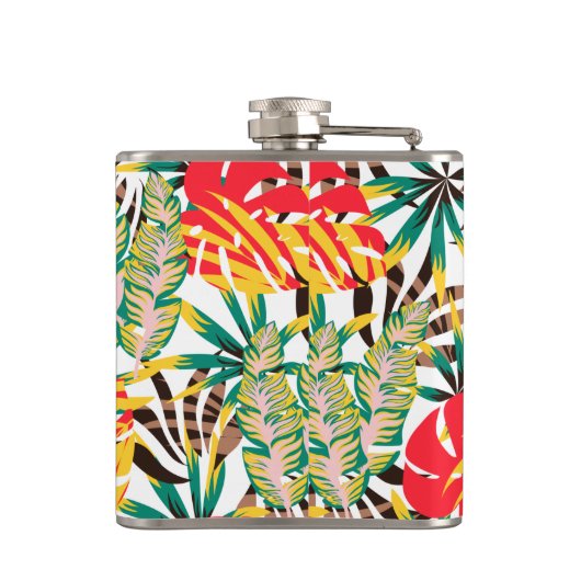 Wild Tropical Palm Leaves Flachmann (Rückseite)