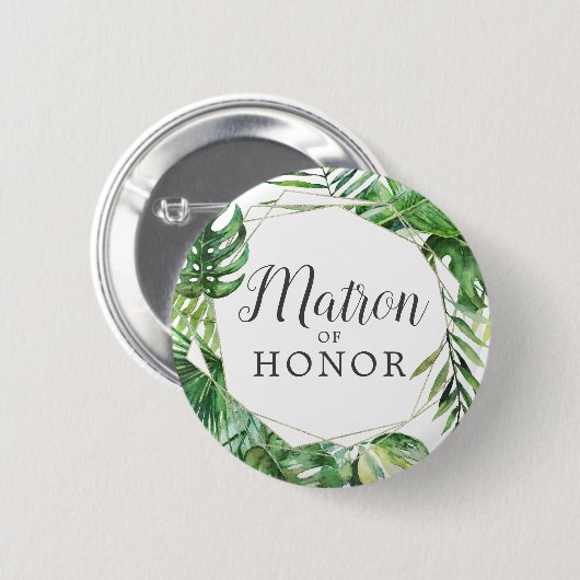 Wild Tropical Palm Matron of Honor Brautparty Button (Vorne & Hinten)