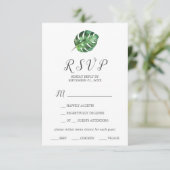 Wild Tropical Palm Menü Auswahl RSVP Karte (Stehend Vorderseite)