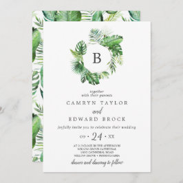 Wild-Tropical-Palm-Monogram-Hochzeit Einladung