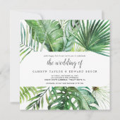 Wild Tropical Palm | Muster der Hochzeit des Platz Einladung (Vorderseite)