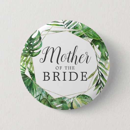 Wild Tropical Palm Mutter der Braut Button (Vorderseite)