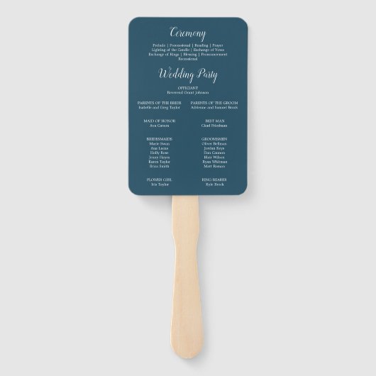 Wild Tropical Palm | Navy Blue Wedding Program Fan Fächer (Rückseite)