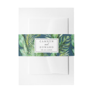 Wild Tropical Palm Navy Invasion Bauchband Einladungsbanderole