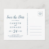 Wild Tropical Palm | Navy Save the Date Postcard Einladungspostkarte (Rückseite)