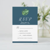Wild Tropical Palm | Navy Song Request RSVP Card Karte (Stehend Vorderseite)