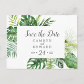 Wild Tropical Palm Save the Date Postkarte (Vorderseite)
