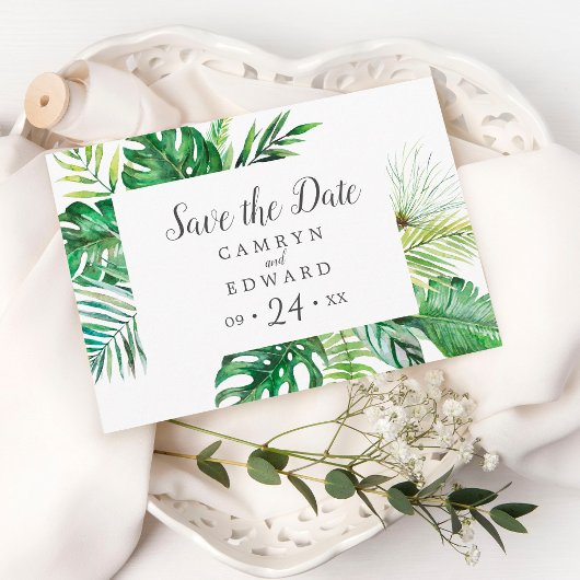 Wild Tropical Palm Save the Date Postkarte