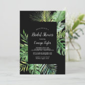 Wild Tropical Palm | Schwarzes Brautparty Einladung (Stehend Vorderseite)