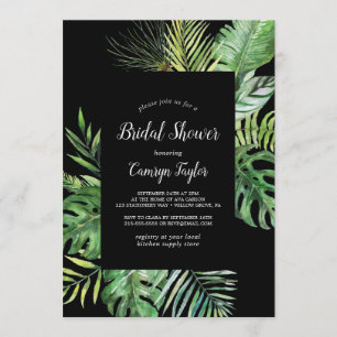 Wild Tropical Palm   Schwarzes Brautparty Einladung