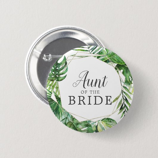 Wild Tropical Palm Tante der Bride Button (Vorne & Hinten)