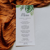 Wild Tropical Palm Wedding Dinner Menu Menükarte