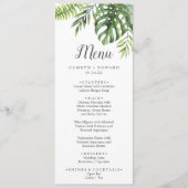 Wild Tropical Palm Wedding Dinner Menu Menükarte (Vorderseite)