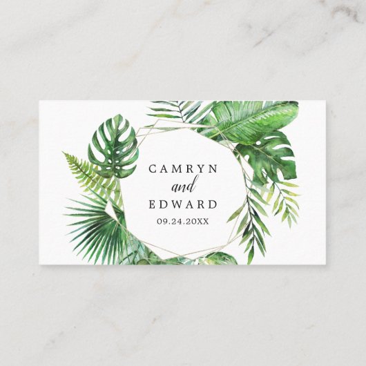 Wild Tropical Palm Wedding Platzkarte (Rückseite)