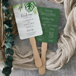 Wild Tropical Palm Wedding Program Fan Fächer<br><div class="desc">Dieser Liebhaber eines tropischen Palmenhochzeitprogramms ist ideal für einen Strand oder eine Hochzeit in Urlaubsort. Das Design besticht durch eine exotische Auswahl an grünen Bananenpalmen, Farnen, Blattwerk, botanischen Pflanze und Grünpflanzen, die für einen tropischen Sommer sorgen. Geben Sie den Namen der Braut und des Bräutigams, das Hochzeitstermin und den Ort...</div>