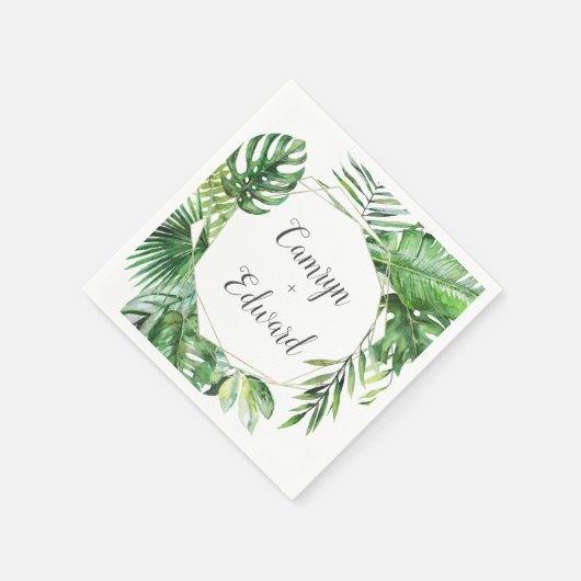 Wild Tropical Palm Wedding Reception Serviette (Ecke)
