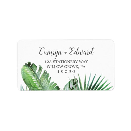 Wild Tropical Palm Wedding RSVP Address Labels Adressaufkleber (Vorne)