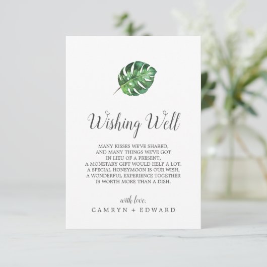 Wild Tropical Palm Wedding Well Well Card Begleitkarte (Stehend Vorderseite)