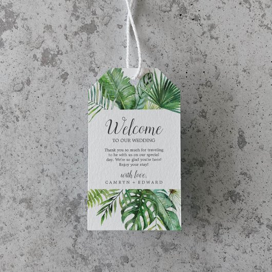 Wild Tropical Palm Wedding Willkommen Geschenkanhänger