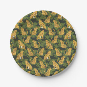 Wild Tropical Safari Leopard Jungle Palms Pappteller