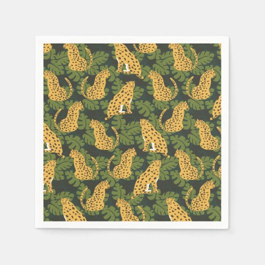Wild Tropical Safari Leopard Jungle Palms Serviette (Vorderseite)