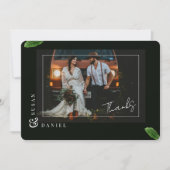 Wild tropische Blätter Foto Hochzeit Danke Karte (Vorderseite)