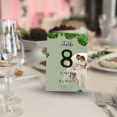 Wild-tropische Blätter & Lush Palm Foto Hochzeit Tischnummer