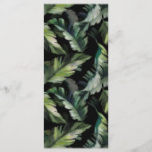 Wild-tropische Foliage-Hochzeit Schwarz Menükarte (Rückseite)