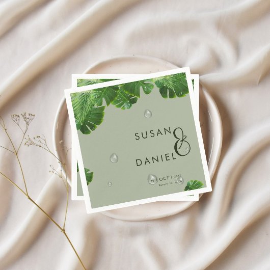 Wild tropische Lush Palm Blätter & Moderne Hochzei Serviette