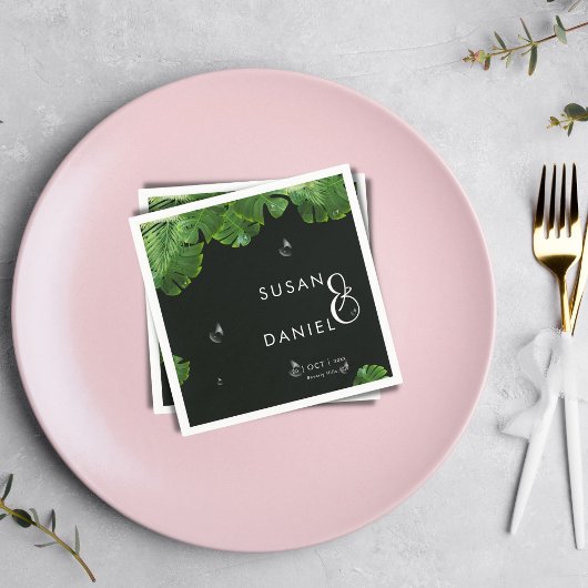 Wild tropische Lush Palm Blätter & Moderne Hochzei Serviette