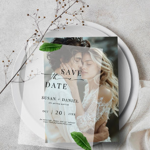 Wild-tropische Palm-Blätter Hochzeitstag speichern Pergament Einladungen