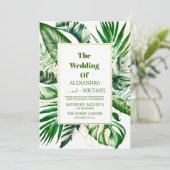 Wild tropische Palm Geometric Wedding Einladung (Stehend Vorderseite)