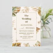 Wild tropische Palm Geometric Wedding Einladung (Stehend Vorderseite)