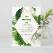 Wild tropische Palm Geometric Wedding Einladung (Stehend Vorderseite)