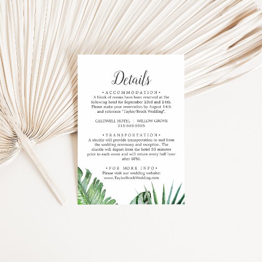 Wild tropische Palme druckbare oder gedruckte Deta Einladung