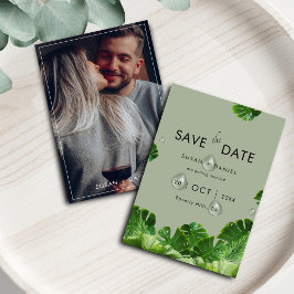 Wild tropische Palmen Blätter & Modernes Hochzeits Save The Date
