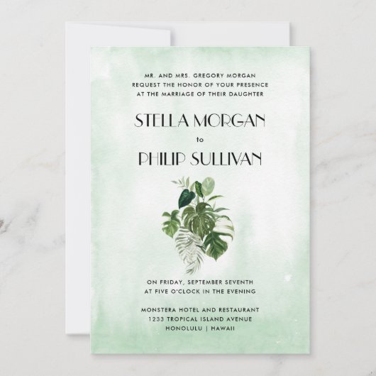 Wild-tropisches Blattwerk Einladung (Vorderseite)