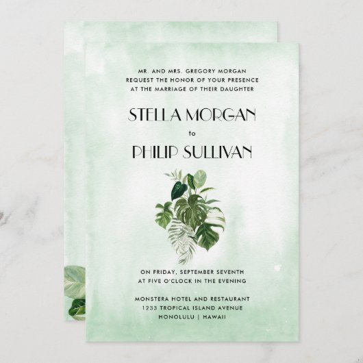 Wild-tropisches Blattwerk Einladung (Vorne/Hinten)