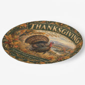 Wild Truthahn Thanksgiving Pappteller (Schrägansicht)