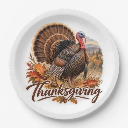 Wild Truthahn Thanksgiving Pappteller (Vorderseite)