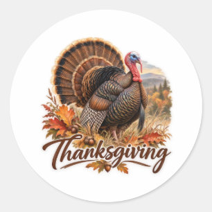 Wild Truthahn Thanksgiving Runder Aufkleber