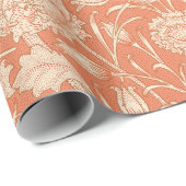 Wild Tulips Peach Background William Morris Geschenkpapier (Rolleneckpunkt)