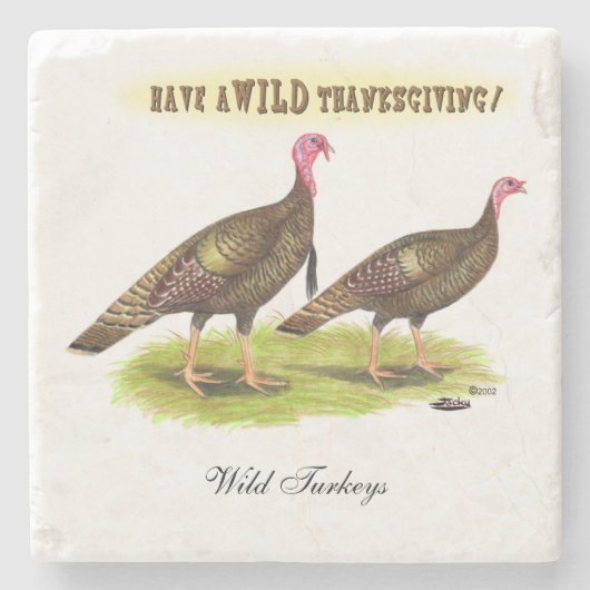 Wild-Turkey-Erntedank Steinuntersetzer (Vorderseite)