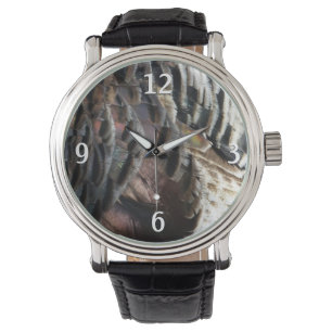 Wild Turkey Feathers I Abstrakt Nature Design Armbanduhr