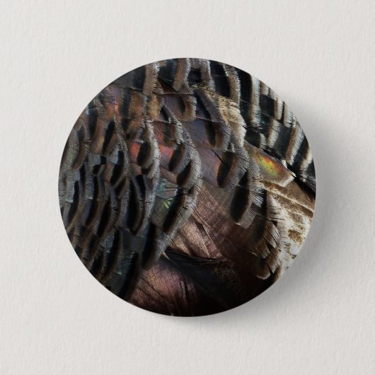 Wild Turkey Feathers I Abstrakt Nature Design Button (Vorderseite)